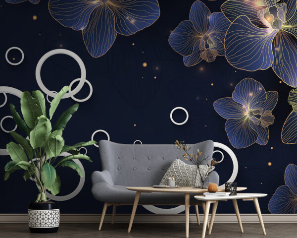 Orchids and circles in harmony Wall murals Orchids and circles in harmony