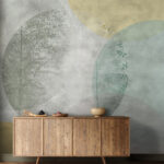 Wall murals Soft hues with abstract nature shapes.
