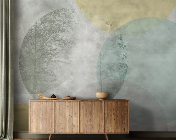 Soft hues with abstract nature shapes Wall murals Soft hues with abstract nature shapes