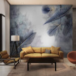 Wall murals Elegant feathers on watercolor background.