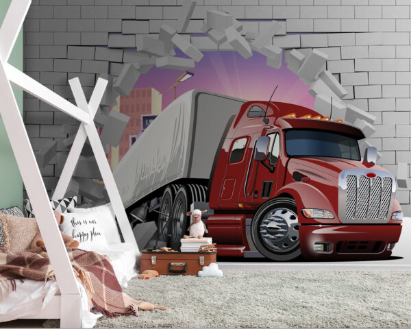 Truck breaks through the wall Wall murals Truck breaks through the wall