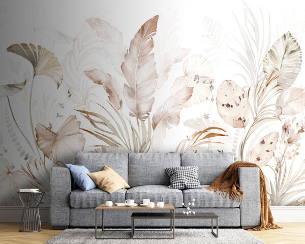 Elegant botanical design with soft hues Wall murals Elegant botanical design with soft hues