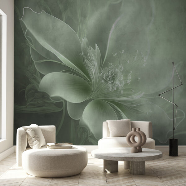 Elegant shades of soft green petals Wall murals Elegant shades of soft green petals