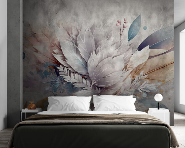 Whimsical leaves and abstract design Wall murals Whimsical leaves and abstract design