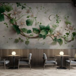 Wall murals Painting of flowers and leaves