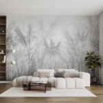 Wall murals Tall grass in a misty landscape
