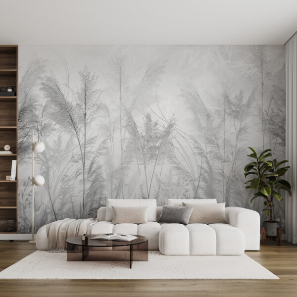 Wall mural Wall mural Tall grass in a misty landscape (SKU: u93903v4)