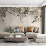Wall murals Tropical leaves on vintage paper background.