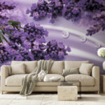 Wall murals Lavender blooms on silky backdrop