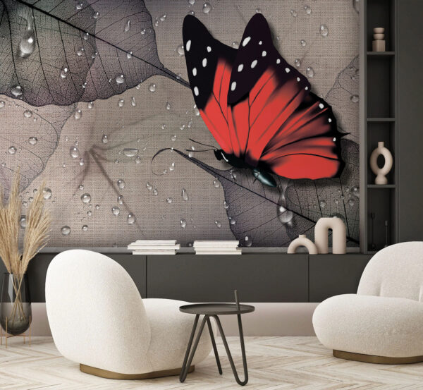 Butterfly on a leaf Wall murals Butterfly on a leaf