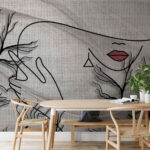 Wall murals Drawing of a woman’s face and a tree