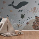 Wall murals Cartoon of a whale