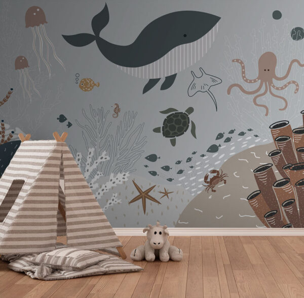 Cartoon of a whale Wall murals Cartoon of a whale