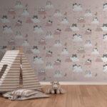 Wall murals Pattern of cats on clouds