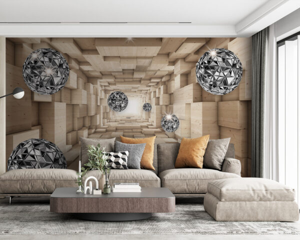 Silver and black sphere Wall murals Silver and black sphere