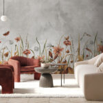 Wall murals Painting of flowers and grass