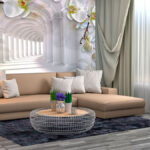 Wall murals White orchids line majestic columns