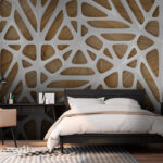 Wall murals Intricate white pattern on wood.