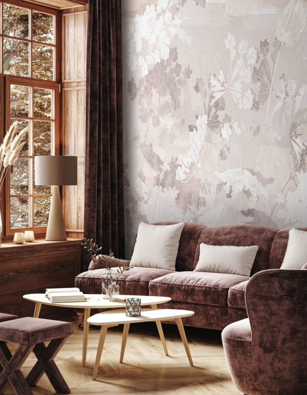 White and gray floral pattern Wall murals White and gray floral pattern