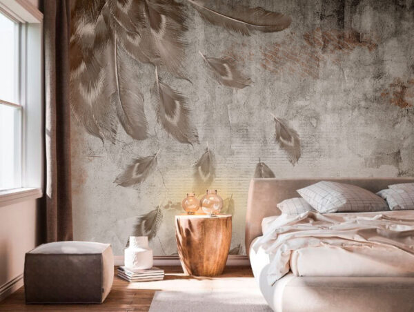 Group of feathers on a wall Wall murals Group of feathers on a wall