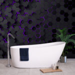 Wall murals Black and purple hexagons