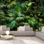 Wall murals Lush tropical forest greenery scene.