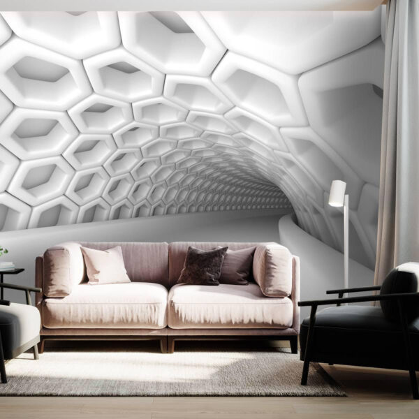 White tunnel with hexagons Wall murals White tunnel with hexagons
