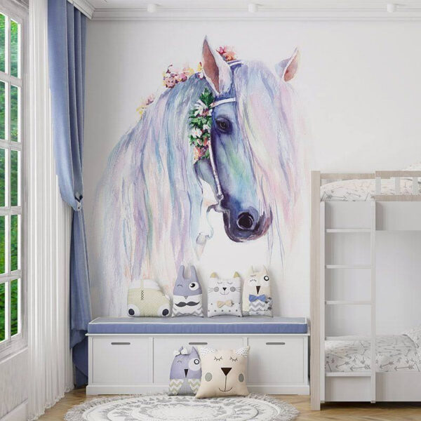 Majestic horse adorned with flowers Wall murals Majestic horse adorned with flowers