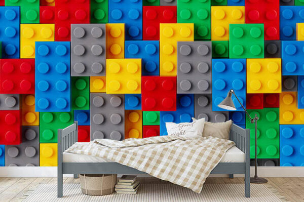 Colorful building blocks interlocking puzzle Wall murals Colorful building blocks interlocking puzzle