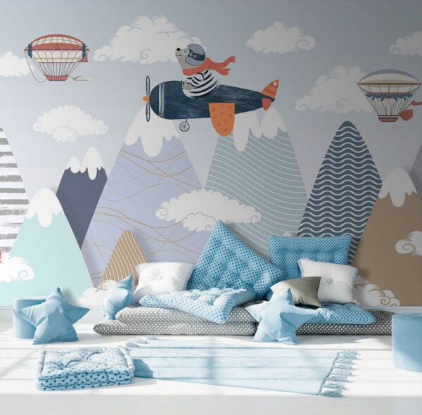 Cartoon of a hot air balloon Wall murals Cartoon of a hot air balloon