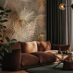 Wall murals Elegant tropical leaves pattern design.