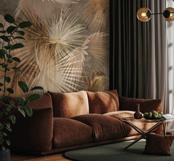 Elegant tropical leaves pattern design Wall murals Elegant tropical leaves pattern design