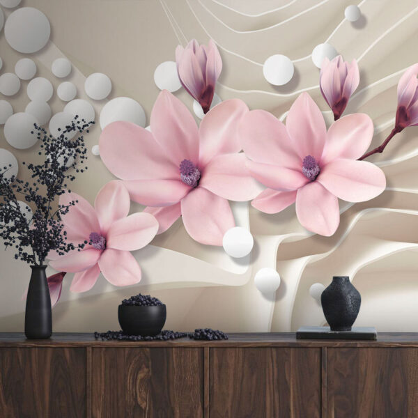 Pink blossoms with abstract background Wall murals Pink blossoms with abstract background