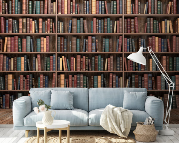 Row of books on a shelf Wall murals Row of books on a shelf