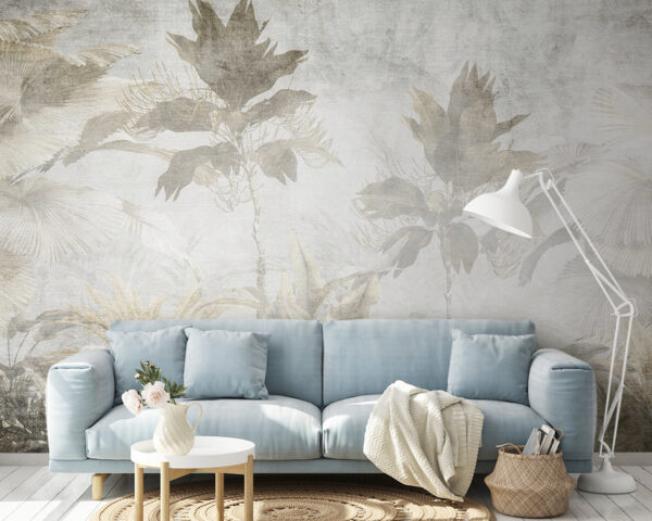 Abstract leaves in soft earthy tones Wall murals Abstract leaves in soft earthy tones