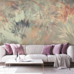Wall murals Pastel abstract leaves, intricate pattern.