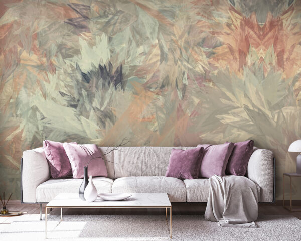 Pastel abstract leaves, intricate pattern Wall murals Pastel abstract leaves, intricate pattern