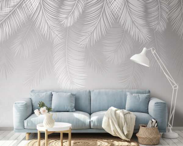 Silhouette of elegant palm leaves Wall murals Silhouette of elegant palm leaves