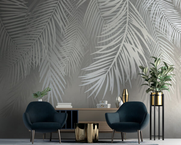 White leaves on a gray background Wall murals White leaves on a gray background