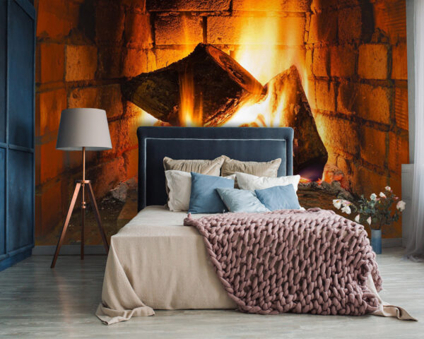 Fire in a fireplace Wall murals Fire in a fireplace