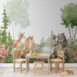 Wall murals Forest animals greeting each other warmly