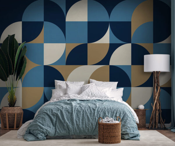 Geometric pattern in blue tones Wall murals Geometric pattern in blue tones