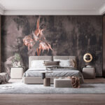 Wall murals Ballerina poised against abstract canvas.