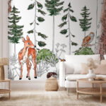 Wall murals Group of animals in a forest