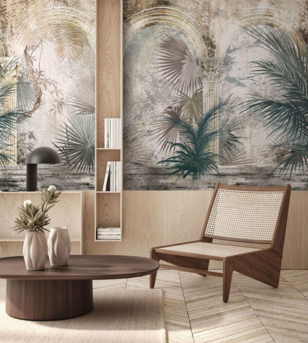 Ancient arches adorned with lush foliage Wall murals Ancient arches adorned with lush foliage