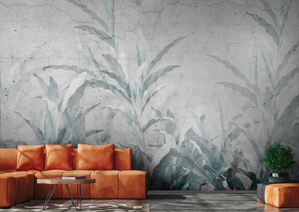 Gentle foliage against a muted backdrop Wall murals Gentle foliage against a muted backdrop