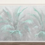 Wall murals Pastel palm leaves in soft mist.