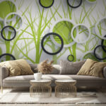 Wall murals Wallpaper with circles and trees