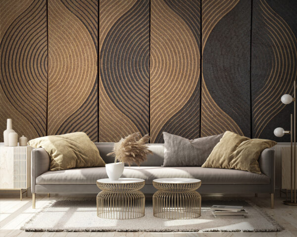 Wooden panels with wave patterns Wall murals Wooden panels with wave patterns