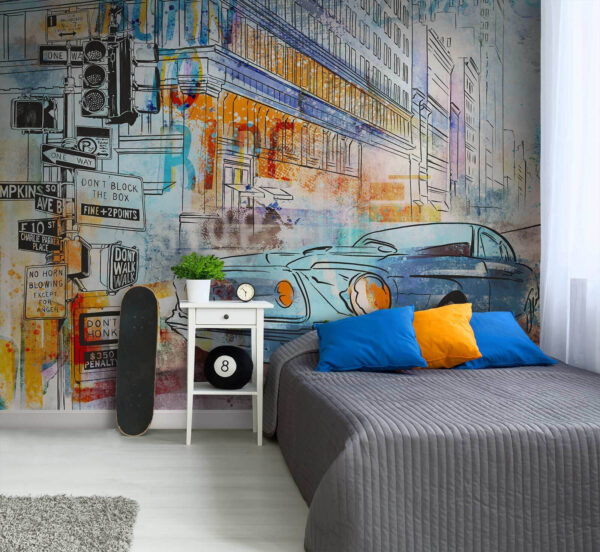 Drawing of a car Wall murals Drawing of a car